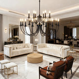 Retro Eye-Protective Black Candle Chandelier for Living Room