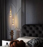 Gold Crystal Teardrop Pendant Light for Bedside, Anti-Glare