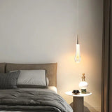 Crystal Teardrop Pendant Lighting Dimmable Gold Design for Bedside