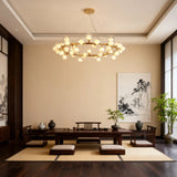 Modern Ring Bubble Chandelier Dimmable Gold Glass for Living Room