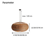 Boho Handcrafted Oval Rattan Pendant Light for Living Room