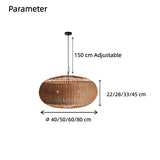 Boho Handcrafted Oval Rattan Pendant Light for Living Room