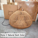 Wabi-Sabi Hollow Rattan Vintage Pendant Lights
