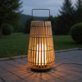 Bohemian Outdoor Floor Lantern Light Bamboo for Patio, Solar, IP65