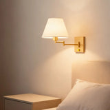 Adjustable LED Bedside Wall Light with Fabric Shade