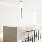 Minimalist Black Cylinder Pendant Light Metal Dimmable for Kitchen Islands