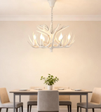 Rustic White Deer Antler Chandelier for Dining Room