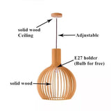 Vintage Wooden Birdcage Pendant Light for Living Room