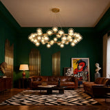 Scandinavian Gold Ring Chandelier with Glass Bubble Balls