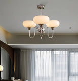 Mid Century Chandelier Opal Glass Metal Dimmable for Dining Room