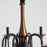 Vintage Candelabra Chandelier Wood Dimmable Black for Living Room