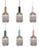 Striped Lantern Clear Glass Pendant Lighting