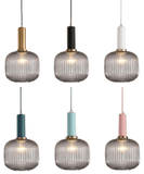 Striped Lantern Clear Glass Pendant Lighting