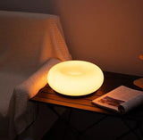 Mid Century Donut Glass Table Lamp Low Blue LED for Bedside