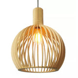 Vintage Wooden Birdcage Pendant Light for Living Room