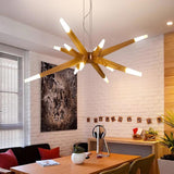Asymmetrical Wooden Pendant Lights for Dining Table