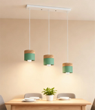 Nordic Wood Pendant Light Metal Height Adjustable for Dining Room