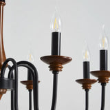 Vintage Candelabra Chandelier Wood Dimmable Black for Living Room