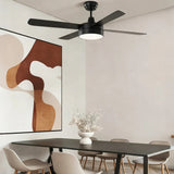Industrial Matte Black Silent Ceiling Fan with Light