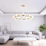 Scandinavian Gold Ring Chandelier with Glass Bubble Balls