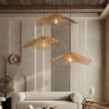Boho Wave Rattan Pendant Light Dimmable for Living Room