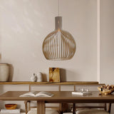 Vintage Wooden Birdcage Pendant Light for Living Room