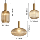 Striped Lantern Clear Glass Pendant Lighting