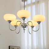 Mid Century Chandelier Opal Glass Metal Dimmable for Dining Room