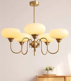 Mid Century Chandelier Opal Glass Metal Dimmable for Dining Room