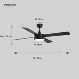 Modern Ceiling Light with Fan Metal Quiet for Living Room