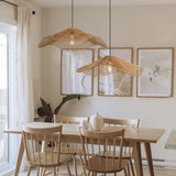 Boho Wave Rattan Pendant Light Dimmable for Living Room