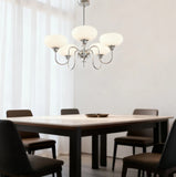 Mid Century Chandelier Opal Glass Metal Dimmable for Dining Room
