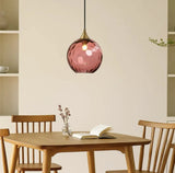 Modern Fluted Glass LED Pendant Light Dimmable For Dining Room