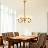 Mid Century Chandelier Opal Glass Metal Dimmable for Dining Room