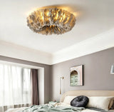 Natural Feathered Ceiling Light for Bedroom