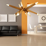 Asymmetrical Wooden Pendant Lights for Dining Table