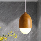 Rustic Wood Pendant Light with Nut Shape