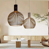 Vintage Wooden Birdcage Pendant Light for Living Room