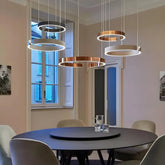 Ring Pendant Light Modern Dimmable Metal Design for Dining Room