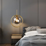 Mid Century Round Glass Pendant Light Dimmable for Bedside
