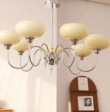 Mid Century Chandelier Opal Glass Metal Dimmable for Dining Room