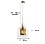 Industrial Glass Light Pendants with Round Spheres