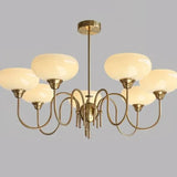 Mid Century Chandelier Opal Glass Metal Dimmable for Dining Room