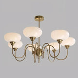 Mid Century Chandelier Opal Glass Metal Dimmable for Dining Room