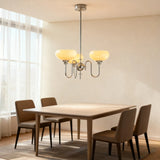 Mid Century Chandelier Opal Glass Metal Dimmable for Dining Room