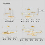 Modern Multi Ring Pendant Light Dimmable in Metal for Living Rooms