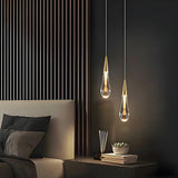 Crystal Teardrop Pendant Lighting Dimmable Gold Design for Bedside