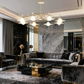 Luxury Rustproof Saturn Glass Gold Chandelier for Living Room