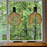 Vintage Wooden Birdcage Pendant Light for Living Room
