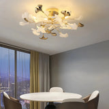 Luxury Ginkgo Semi Flush Ceiling Light Ceramic with Anti Glare